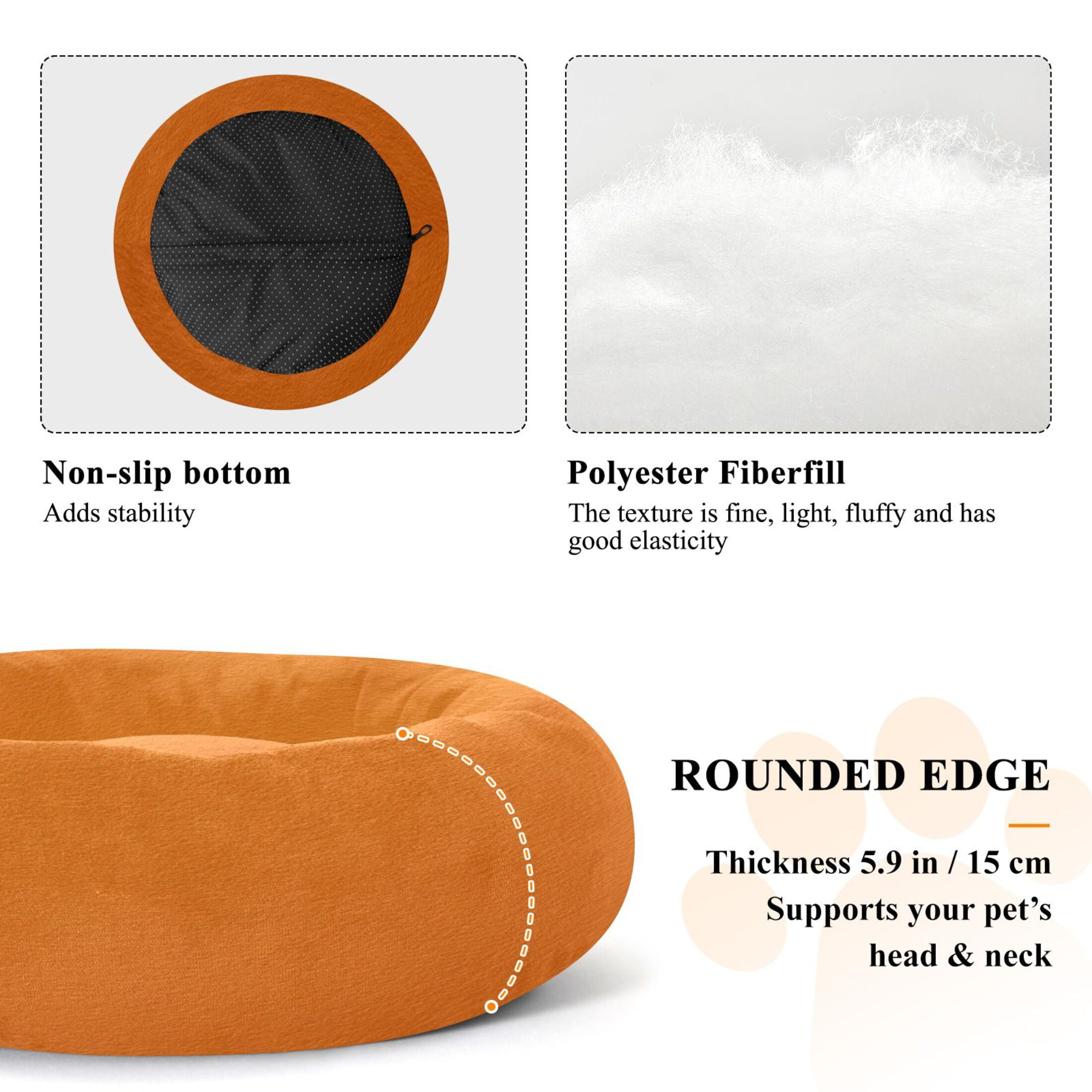 Iauyy Pet Couch Donut Cat Bed for Indoor Cats/Small Dogs Washable & Machine with Non-slip Bottom Calming Cat Furniture, Orange Cardboard (M)