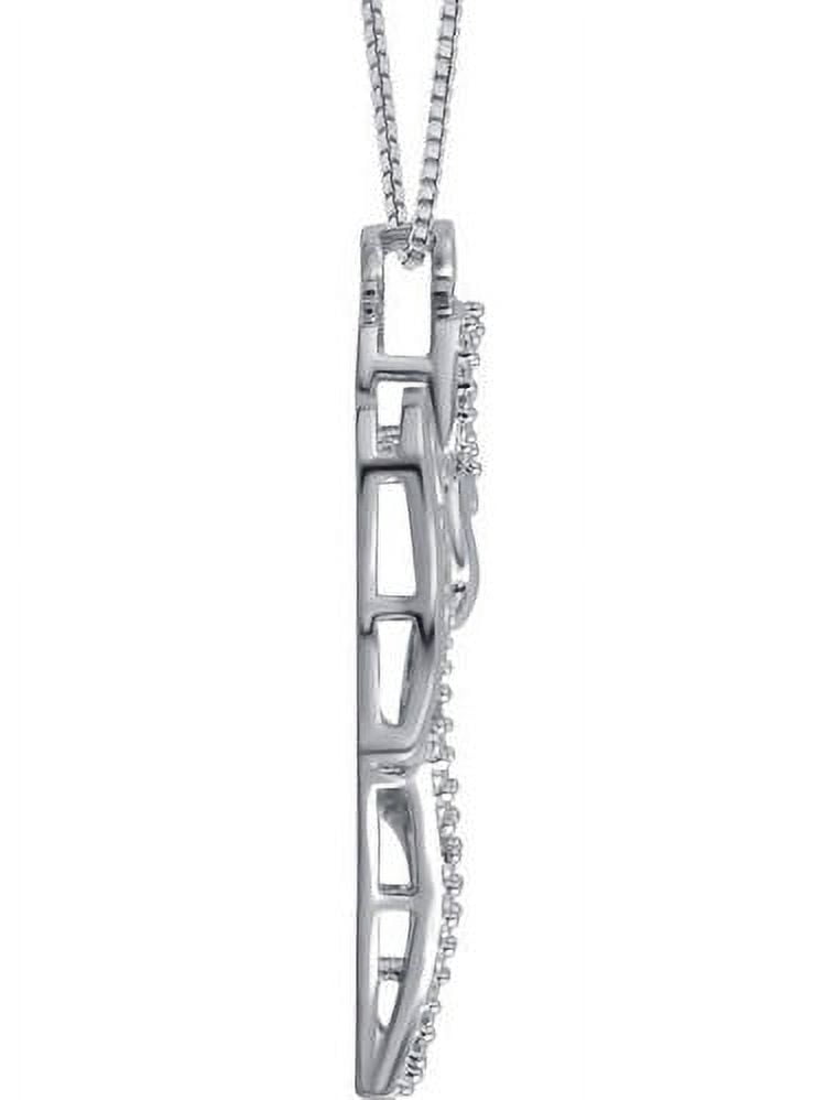 Rhodium Plated Brass Diamond Accent 3 Piece Fashion Jewelry Set with Snowflake Earrings and Pendant and Angel Pendant