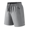 thumbnail image 3 of Men's Gym Training Shorts Solid Elastic Waist Drawstring Zipper Pockets Quick Dry Breathable 5 Inch Workout Fitness Sports Shorts Gray L, 3 of 5