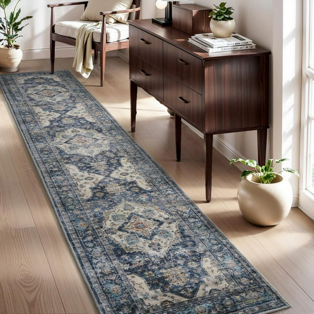 -Runner Rug X Rugs for Living Room- Machine Washable Rug-Soft Living Room Rug-Vintage Non Slip Carpet-Rugs for Bedrooms Dining Office