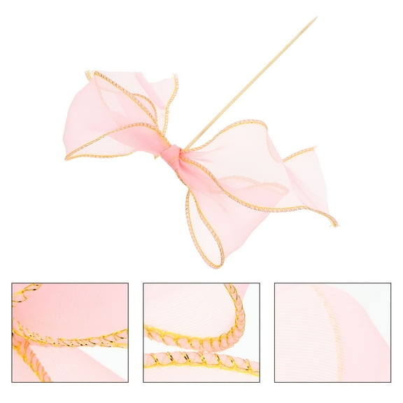 Mobutofu 5Pcs Pink Bow Cupcake Toppers for Happy Birthday Celebrations 9.43x7.07x0.39in