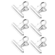Office Metal Paper File Binder Clasp Fixed Bulldog Clips Clamps Silver Tone 6pcs