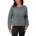 thumbnail image 1 of Sudadera recortada ATHLECHIC para mujeres, suéter de felpa de cuello redondo, suéter oversized de moda, tops de pullover de otoño, S Gris oscuro, 1 of 5