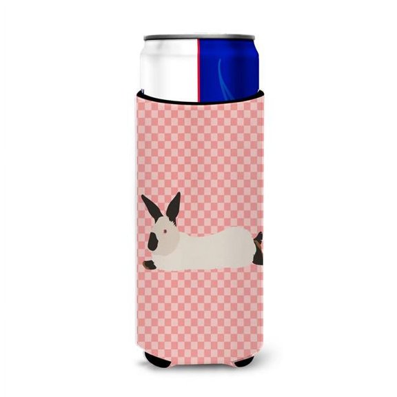 California White Rabbit Pink Check Michelob Ultra Hugger for Slim Cans