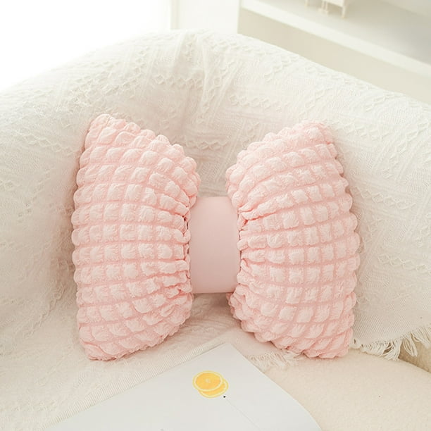 1pc Faux Suede Fuzzy Bow Throw Pillow Cover For Bedroom Sofa And Living Room Decor