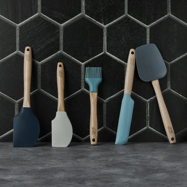 Thyme & Table Silicone Kitchen Utensil Set with Beechwood Handles