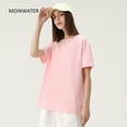 thumbnail image 2 of Nouveaux T-Shirts en Coton Uni pour Femmes, Vert Foncé, Surdimensionnés, Décontractés, Doux, Unisexes, Manches Courtes, Tops d'Été Rouges TG, 2 of 6