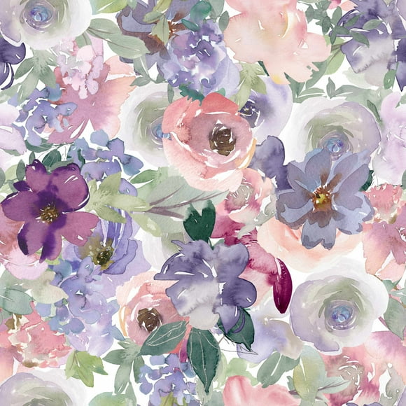 1pc 17.7*118 inches HAOKHOME Vintage Floral Wallpaper - Self-Adhesive, Removable, Peel and Stick Wallpaper for Living Room, Kitchen, Bedroom, Dormitory - Purple Flower Pattern, Easy to Install, No Mes