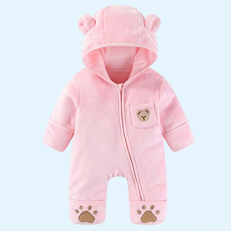 HKEJIAOI Casual Rompers for Newborn Baby Fleece Jumpsuit for 0-12