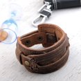 thumbnail image 5 of Merdia Womens and Mens Genuine Cuff Bangle Leather Bracelet Adjustable Wristband in Punk Design Coffee 30G, 5 of 8