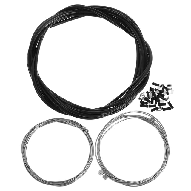 1 Set Bicycle Brake Cables featuring front and rear brake cables, precision-engineered for mountain and road bikes. Includes durable metal construction, lightweight design, black cable housing, and assorted accessories for easy installation. Suitable for bike brake system upgrades or custom bike builds.