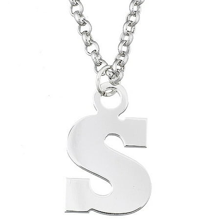 Personalized Block Initial Sterling Silver Pendant