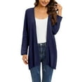 thumbnail image 2 of IMENGL Casual short sleeve solid color irregular knit open front cardigan Summer, Blue 2XL, Size M-3XL, 2 of 9
