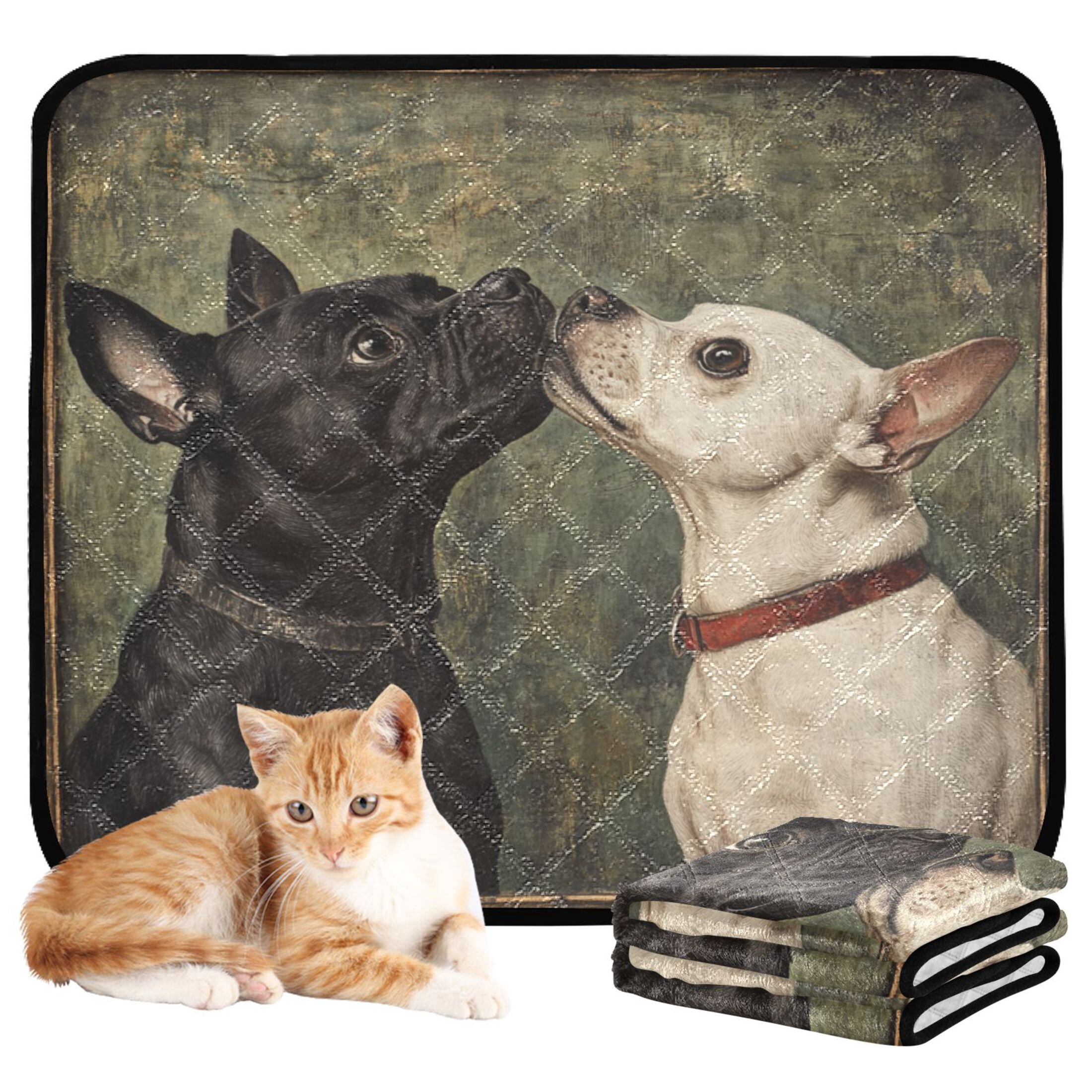 Qxltty Black and White Dog Cat litter Pads Pet Set of 2 Diaper Mats Center Anti-leakage Layer Absorbent Soft and Comfortable