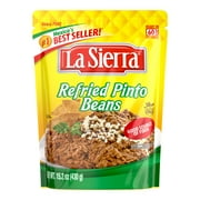 La Sierra Refried Pinto Beans, Ready-to-Heat Seasoned Pinto Beans, 15.2 oz, 8 Shelf-Stable Pouches