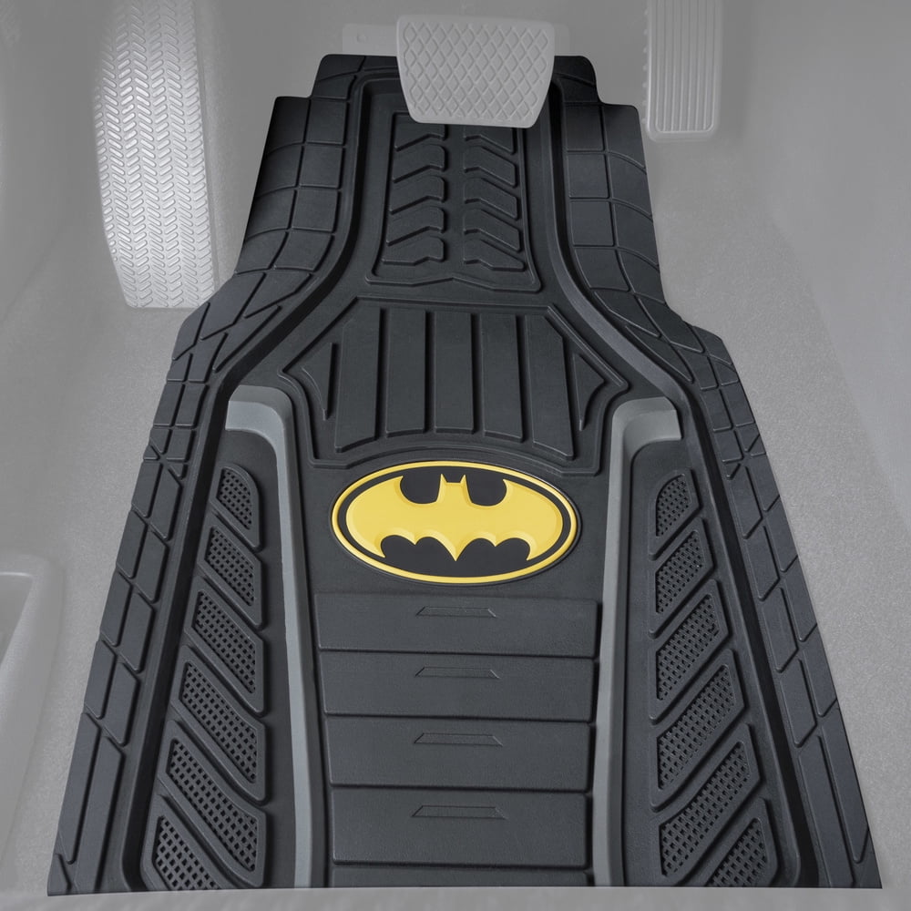 BDK Armored Batman Superhero Car Floor Mats, Officially Licensed Warner Bros DC Comics, All Weather Interior Auto Protection, Heavy Duty Rubber Liners for Car Truck Van SUV