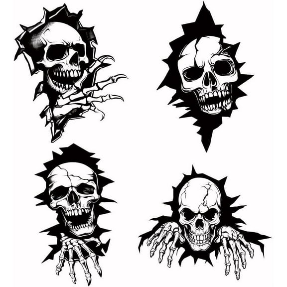 4PCS Iron on Transfer Paper Skulls on The Wall Heat Transfer Sticker Washable Iron-on Decals for T Shirts DTF Transfers Ready to Press for Clothing Backpacks Jackets Decor colorful DIY