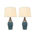thumbnail image 3 of Aspen Creative 40185-12, 27-1/2" High Transitional Ceramic Table Lamp, Brown & Blue and Hardback Empire Shaped Lamp Shade in White, 15-1/2" Wide, 2 Pack, 3 of 4