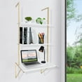 thumbnail image 5 of Desk Folding Standing Desks Wall Mounted White Computer Laptop Office Shelves, 5 of 16