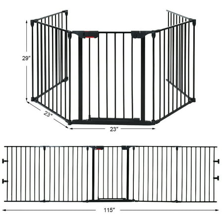 Costway Barriere De Securite Enfant Grille De Protection De Cheminee Parefeu En Fer 300x74 5cm Couleur Noir Walmart Canada