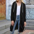 thumbnail image 3 of Soft Polyester Womens Oversized Hoodie Extended Length Cover Up Casual Streetwear Two Functional Pockets, 3 of 9