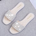 thumbnail image 4 of VerPetridure Wedge Sandals for Women Summer New Fashion Sequin Pearl Women's Slippers Flat Sandals Large Size, 4 of 4