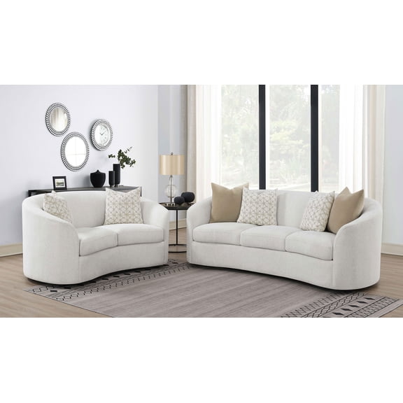 Coaster Rainn 2-Piece Boucle Upholstered Sloped Arm Sofa Set Latte
