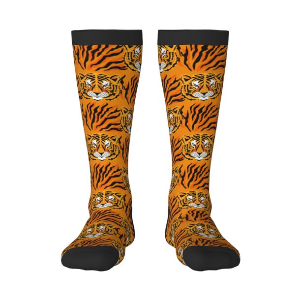 Fotbe Tiger Calcetas Divertidas Estampadas para Hombre y Mujer, Calcetas de Algodón hasta la Rodilla para Caminar, Correr, Enfermería y Embarazo
