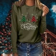thumbnail image 2 of Tops Navideños Para Mujer, Blusas de Manga Larga, Feliz Navidad, Estampado A Cuadros, Árbol de Navidad, Camiseta Informal de Cuello Redondo Odeerbi ODB194094, 2 of 7
