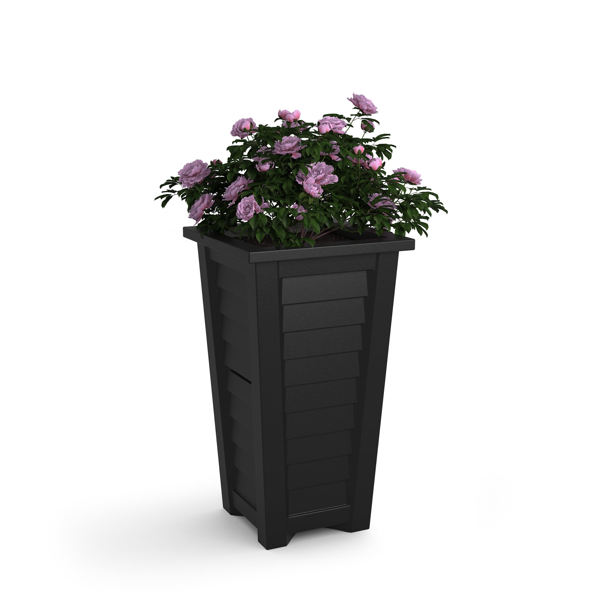 Mayne Lakeland 16" x 16" x 28" Tall Square Black Self Watering Plastic Planter