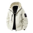 thumbnail image 5 of Sevevn Men Rain Jacket Attached Hood Regular Fit Waterproof Shell Fabric Full Zip Dual Chest Zip Pockets Side Pockets Cuffs Arm Patch For Hiking Wear, 5 of 9