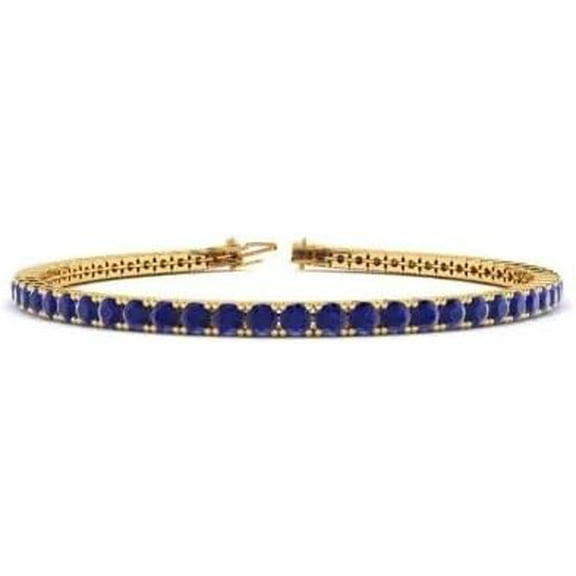 Sterling Silver 1ct Sapphire Tennis Bracelet, 18K Gold Plated Blue Gemstones