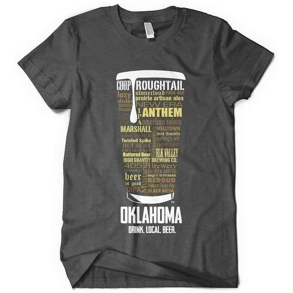 Oklahoma Beer Shirt - Black, Small | Typography Print Beer Lover Gift for Men