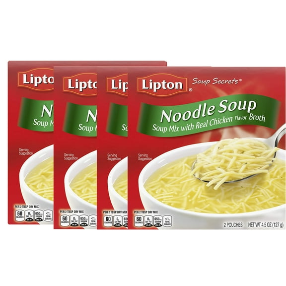 Lipton Soup Secrets Instant Soup Mix For a Warm Bowl of Soup Noodle Soup Made With Real Chicken Broth Flavor 4.5 oz, Pack of 4