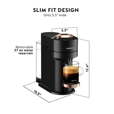 Nespresso Vertuo Next Premium Coffee and Espresso Maker by De'Longhi,  Black Rose Gold - Black Rose Gold