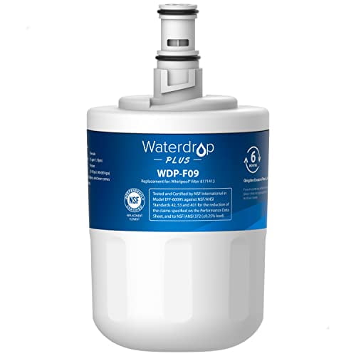 Waterdrop Plus 8171413 Refrigerator Water Filter, Replacement for Whirlpool 8171413, 8171414, EDR8D1, Kenmore 46-9002, NSF 401&53 Certified