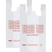 ACSTEP 150 Count Thank You Plastic Bags, 12x6.5x21inch T-Shirt Bags with Handles Shopping Grocery Bags, White