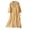 A-Yellow, variant on Summer Dress for Women Plus Size Embroidered Cotton Linen with Mandarin Collar & 3/4 Sleeves Ethnic Boho Maxi Dress for Tea Ceremony