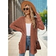 thumbnail image 3 of Women'S 2025 Fall Fashion Cardigan Soft Knit Cardigan for Women Long Sleeve Open Front Coat with Pockets Orange red XXL, 3 of 8