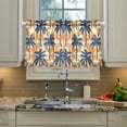 thumbnail image 2 of Yayeee Kitchen Curtains Tier Pair Light Filtering 27"x24" Rod Pocket Short Cafe Window Panel, Dark Blue Palm Pattern, 2 of 7