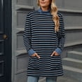thumbnail image 4 of Nmnitkp Women's Fashion Round Neck Splicing Stripe Long Sleeve Pocket Split Loose T-Shirt Top Fall and Winter Blouse with Pockets, 4 of 9
