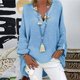 thumbnail image 5 of Gibobby Blusa Manga Larga Mujer Camisa de manga larga con cuello en V de color sólido transpirable para mujer Blusa de mujer de manga cómoda（Azul， M), 5 of 5
