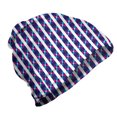 thumbnail image 1 of Abstract Unisex Beanie, Geometric Repeated Lines, Hiking Outdoors, Indigo Sky Blue Magenta, by Ambesonne, 1 of 1