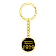 thumbnail image 4 of Pyrenean Shepherd Mama Circle Keychain Stainless Steel or 18k Gold Dog Mom Pendant, 4 of 12