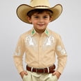 thumbnail image 2 of Girls Tshirts Kids Western Frontier Button Down Denim Long Sleeve Casual Girls Tops Beige 4-5 Years, 2 of 5