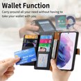 thumbnail image 4 of Wallet Case for Samsung Galaxy S23 Plus Women Men, Durable PU Leather Magnetic Flip Lanyard Strap Wristlet Zipper Card Holder Kickstand Wallet Phone Case Cover Full Body Protection, Black, 4 of 10