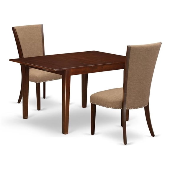 East West Furniture Milan 3-piece Wood Dining Room Set in Mahogany
