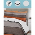 thumbnail image 4 of Quilts Twin Size, Burnt Orange Grey Soft Comforter Bedding Set for Bed, Vintage Stripe Farmhouse Wood Grain Lightweight Quilted Bedspread with Pillow Cover(2 Pieces) for All Season, 68x86 Inch, 4 of 6