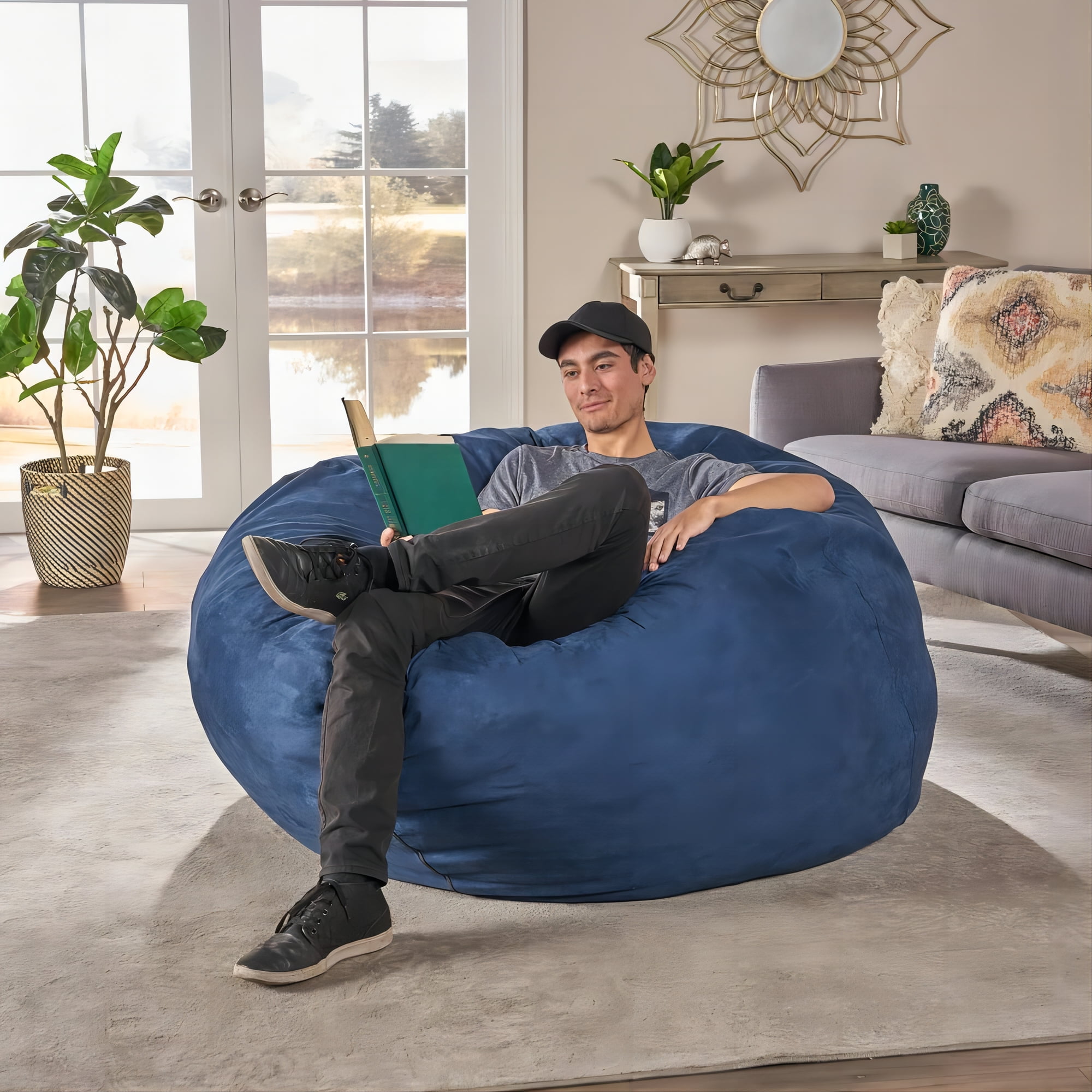 HQZX Comfort Foam Bean Bag Chair, Lounge Sofa for Kids and Adults, Micro Suede Cover, 5 Foot