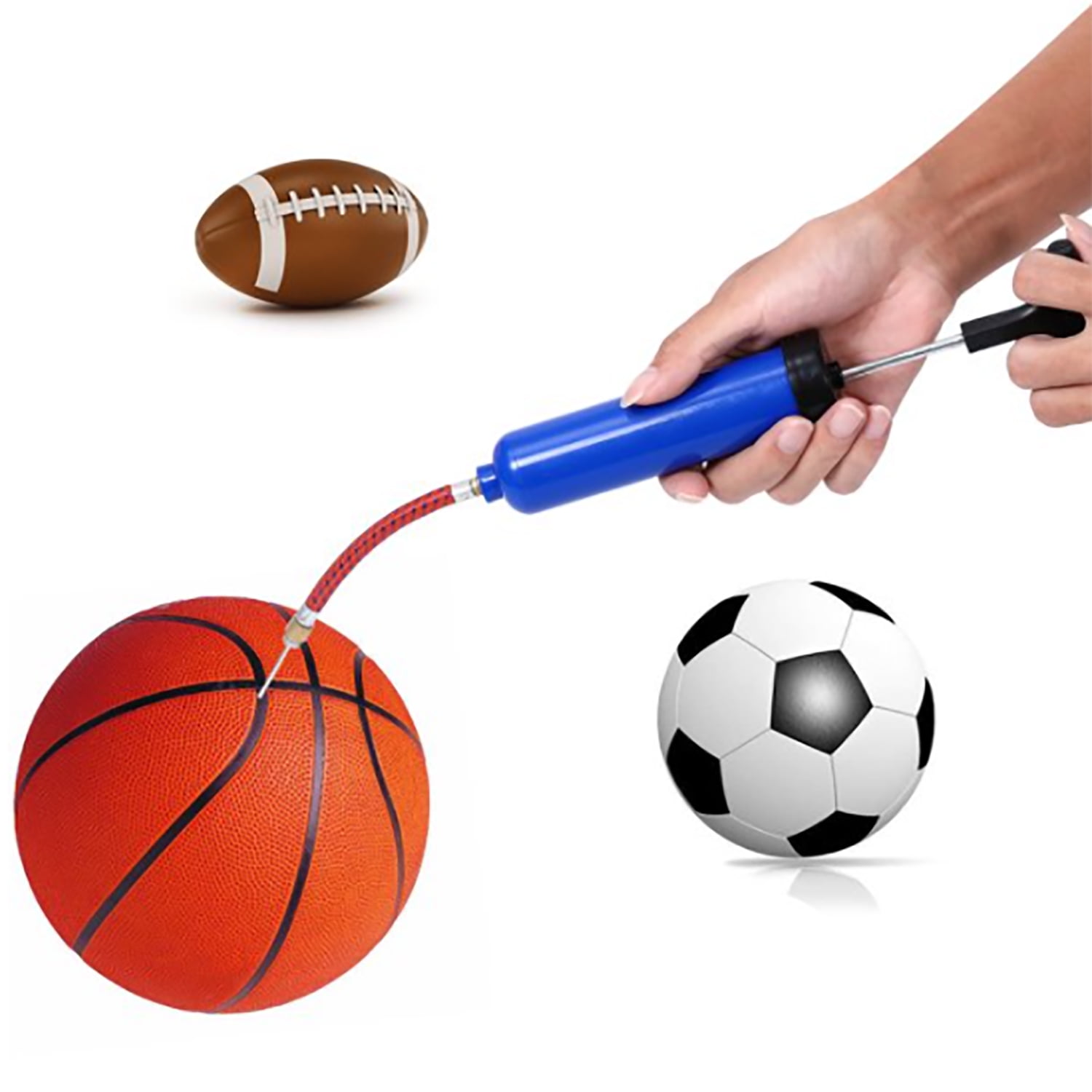Swim Ring Basketball Balloon Inflatable Toys Ball Pump Air Pump with Inflation Needle Nozzles and Rubber Hose Red Accurate Inflation SZSHIMAO Pro Sports Ball Tool Football